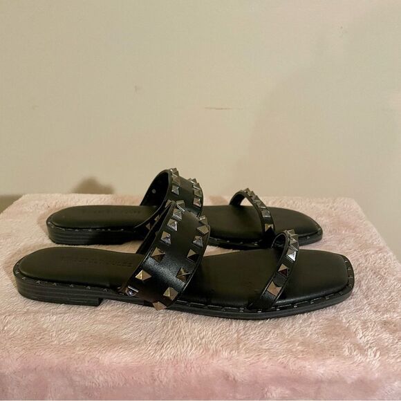 Sincerely Jules Black Studded Slide Sandals sz 9 - Picture 4 of 7